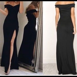 Woman’s sexy long off shoulder dress